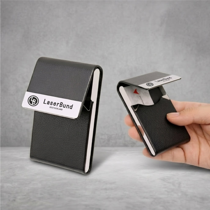 Visitenkartenetui aus PU-Leder & Edelstahl – Magnetverschluss, RFID-Schutz