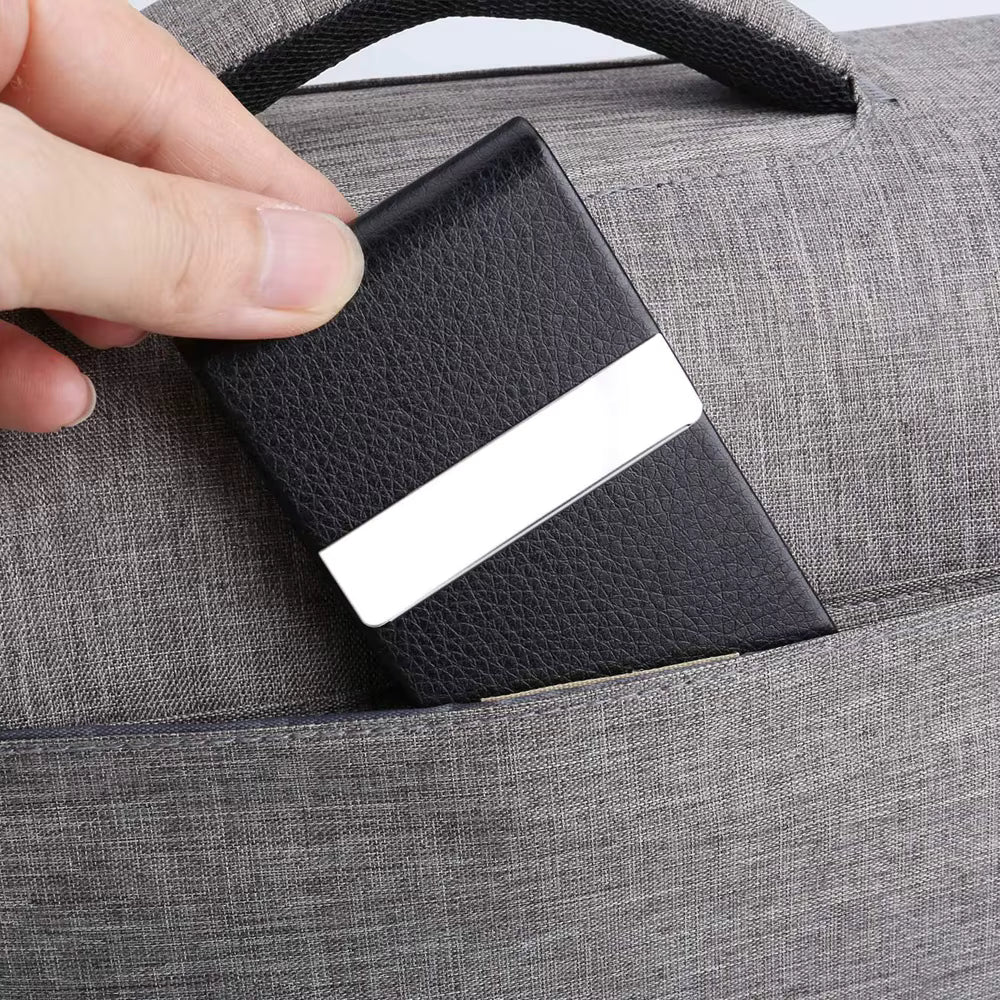 Visitenkartenetui aus PU-Leder & Edelstahl – Magnetverschluss, RFID-Schutz
