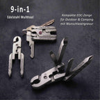 Personalisierter Multitool-Schlüsselanhänger – 9-in-1 Edelstahl EDC Werkzeug mit Gravur