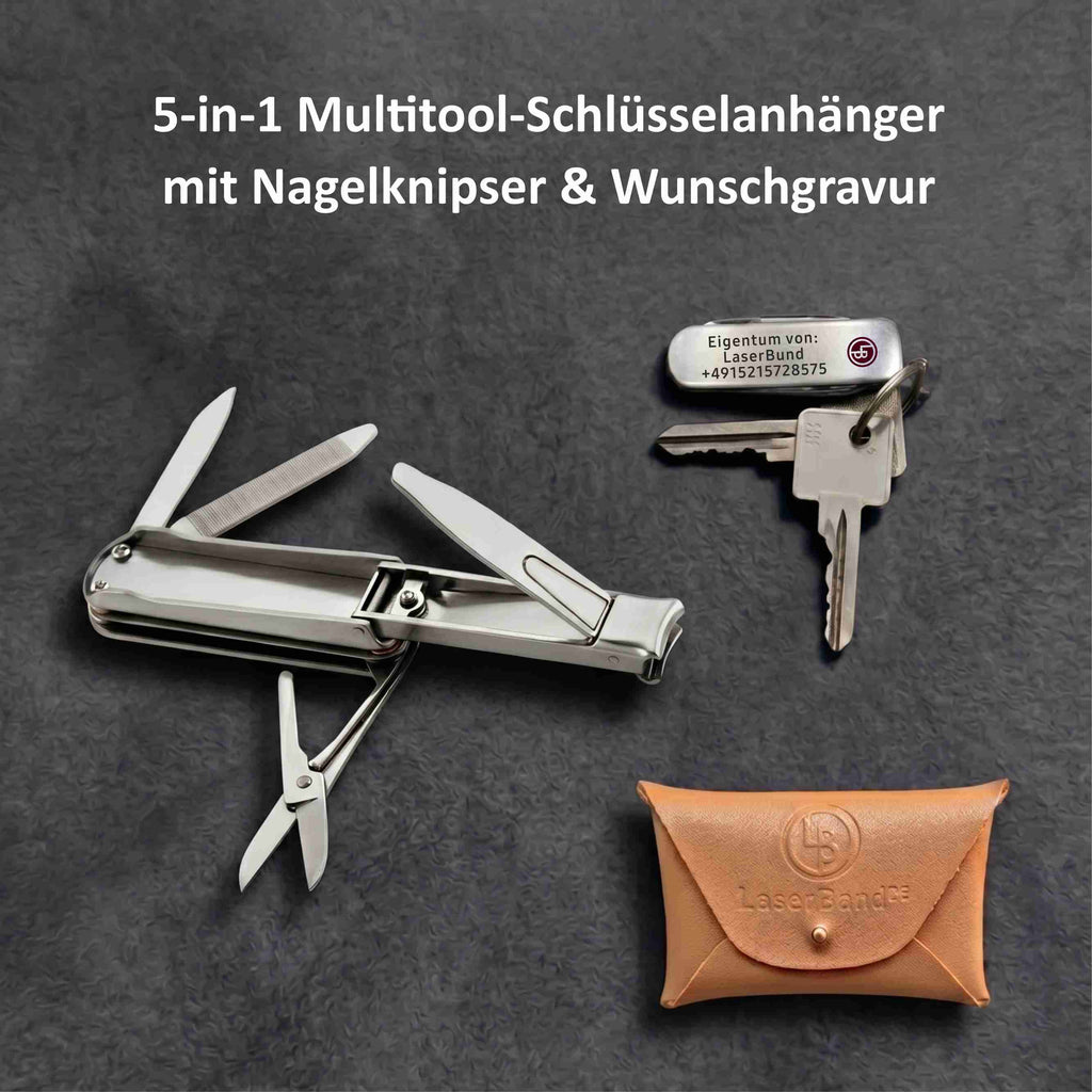 5-in-1 Edelstahl Multitool mit  Nagelknipser & Maniküre-Set