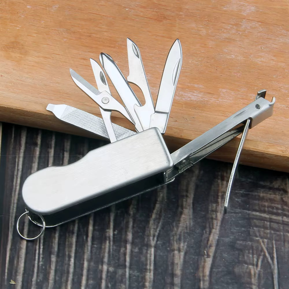 Multifunktionales Klappmesser, Obstmesser aus Edelstahl, Schere, Schraubendreher, Nagelknipser, Kombination, Mini-Schlüsselanhänger, EDC-Werkzeug