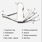 Multifunktionales Klappmesser, Obstmesser aus Edelstahl, Schere, Schraubendreher, Nagelknipser, Kombination, Mini-Schlüsselanhänger, EDC-Werkzeug