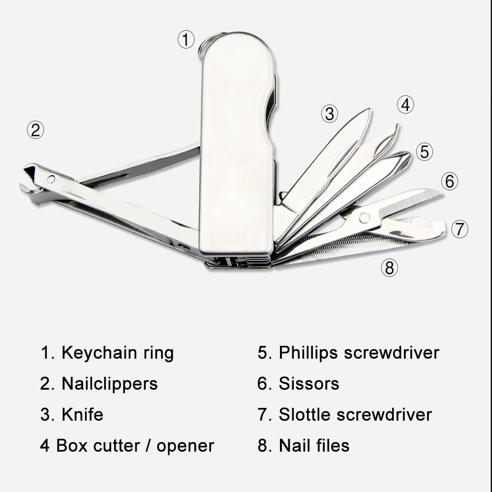 Multifunktionales Klappmesser, Obstmesser aus Edelstahl, Schere, Schraubendreher, Nagelknipser, Kombination, Mini-Schlüsselanhänger, EDC-Werkzeug