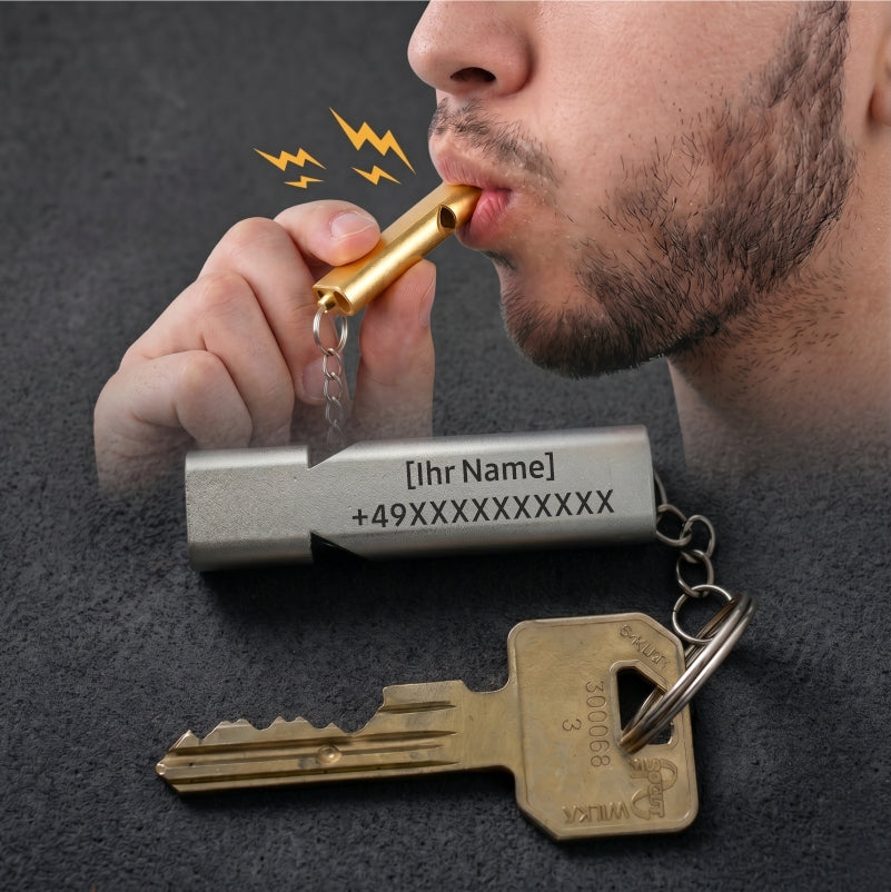 Aluminium Notpfeife – Zweifrequenz & Doppelrohr Signalpfeife für Outdoor, Survival & EDC