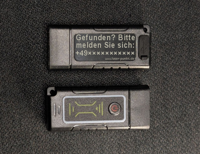 Dual-Core LED-Schlüsselanhänger mit individueller Lasergravur oder Anti-Lost-Text